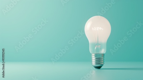 A close-up of a white lightbulb, glowing softly in a minimalistic setting. The image offers plenty of copy space and is ideal for concepts related to ideas, innovation, and energy efficiency.
