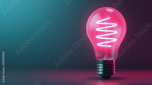 A simple yet striking image of a neon lightbulb glowing against a dark background, with minimalistic styling that highlights its unique shape and vibrant color.