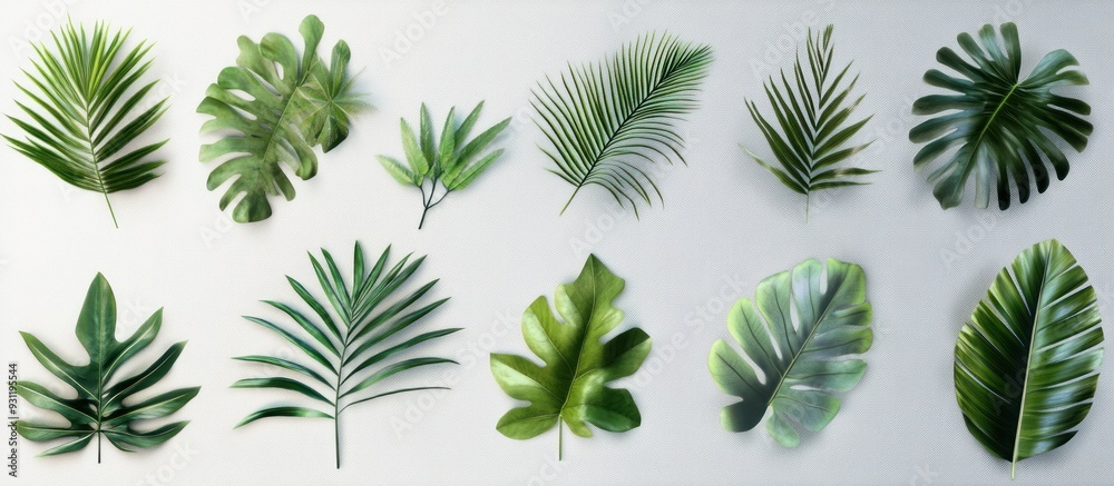 Tropical Leaf Collection on White Background