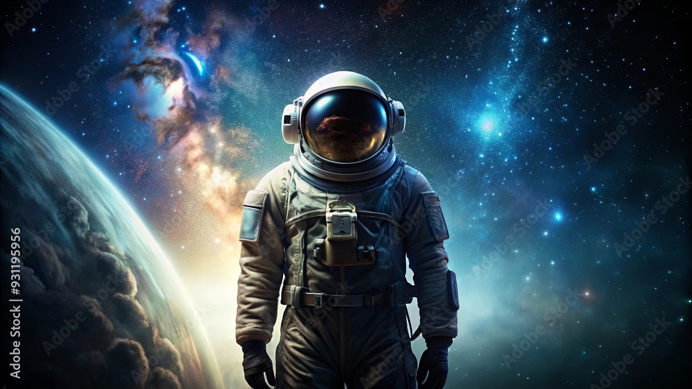 Astronaut facing a cosmic paradox in black background, astronaut, space, paradox, cosmic, universe Astronaut facing a cosmic paradox in black background, astronaut, space, paradox, cosmic, universe