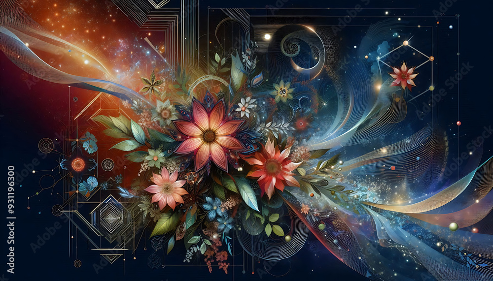 Bright fractal realms with swirling patterns and colorful energy in a cosmic, starry backdrop Bright fractal realms with swirling patterns and colorful energy in a cosmic, starry backdrop