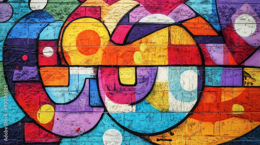 Fototapeta premium Colorful abstract graffiti art on brick wall.