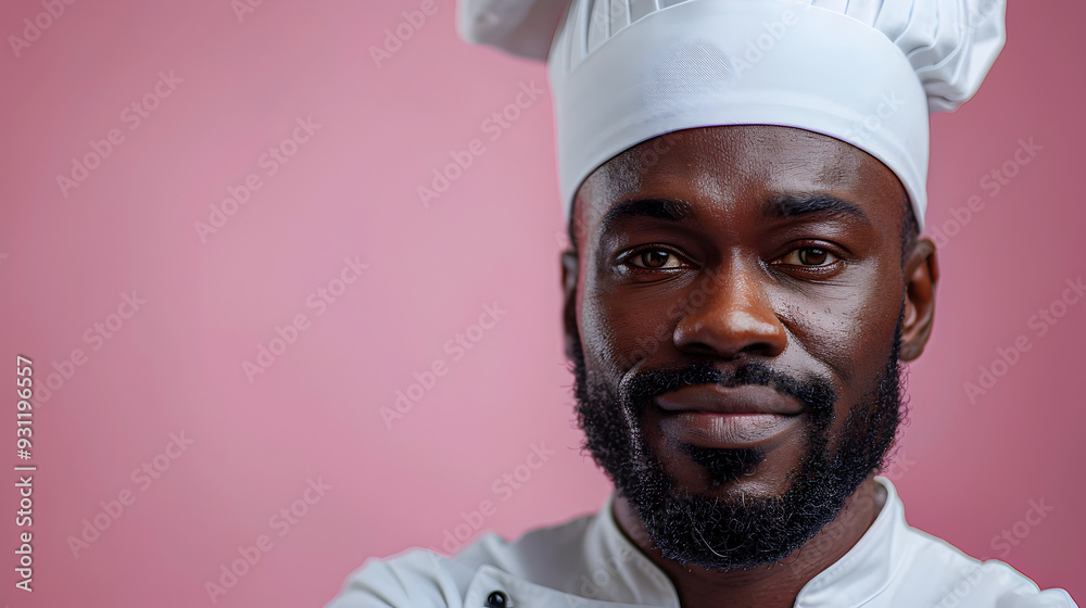 Confident Multi Ethnic Chef in Uniform Preparing Meal with Serious Expression Confident Multi Ethnic Chef in Uniform Preparing Meal with Serious Expression