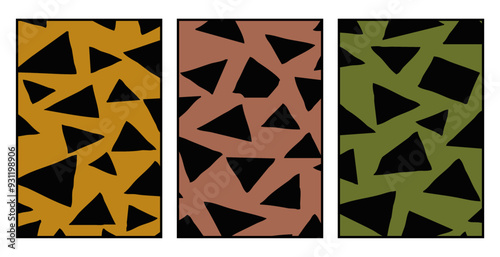 Set of 3 Abstract pattern. Illustration for printing on wall decorations. For use in graphics.