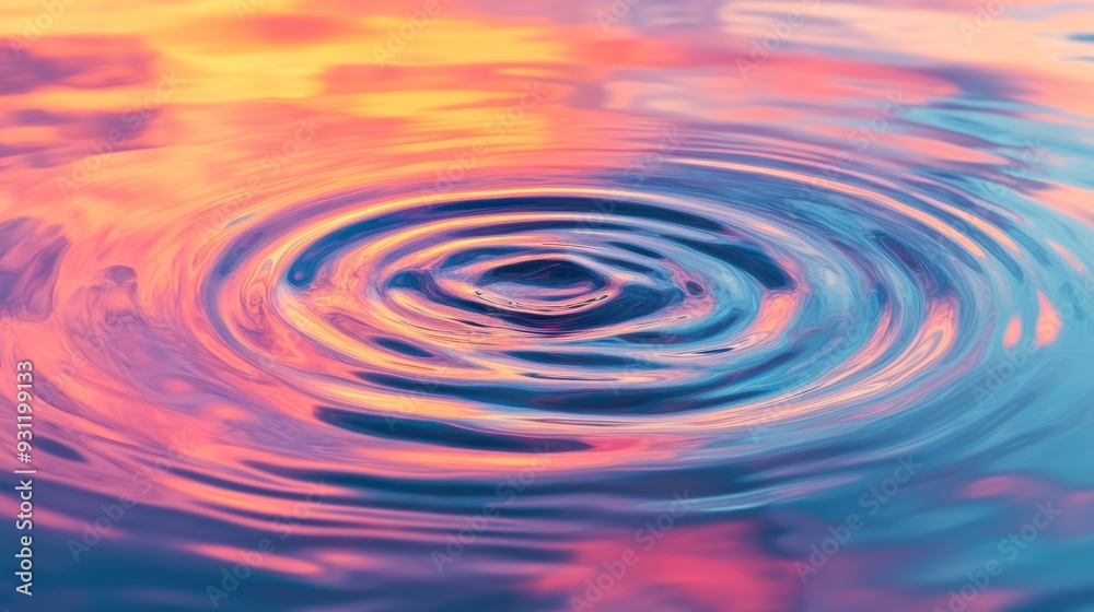 Water Droplet Ripples in Sunset Hues Water Droplet Ripples in Sunset Hues