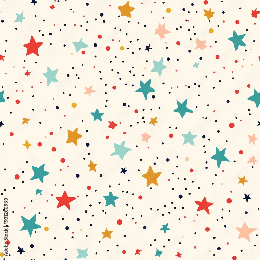 Seamless pattern of tiny stars and scattered dots in soft pastel colors Seamless pattern of tiny stars and scattered dots in soft pastel colors