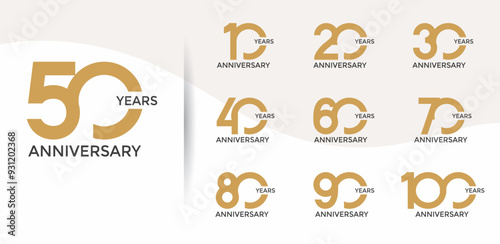 anniversary logo style set with brown color can be use for celebration moment
