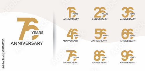 anniversary logo style set with brown color can be use for celebration moment