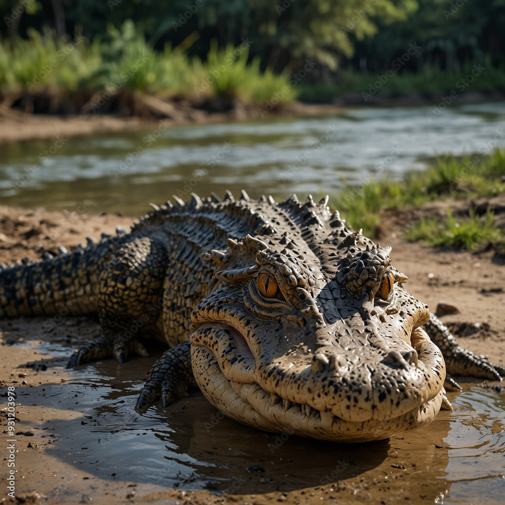 Fototapeta premium alligator in the swamp