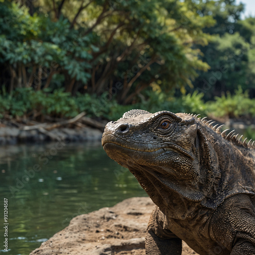 Komodo dragon in the river