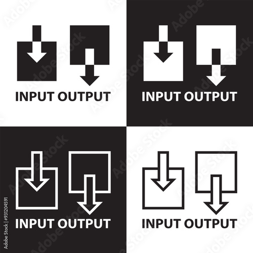 input output icon isolated on white and black  background. Vector illustration . EPS 10