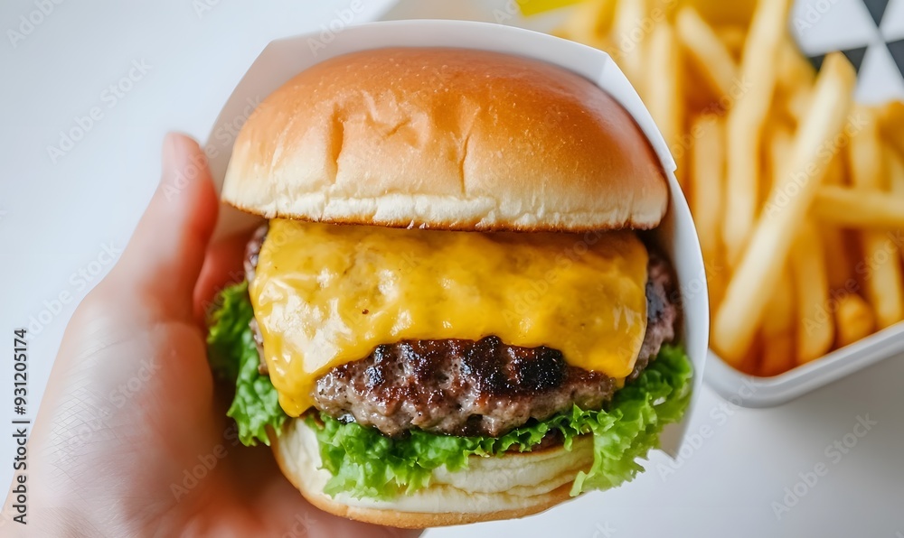cheeseburger with fries, Generative AI cheeseburger with fries, Generative AI