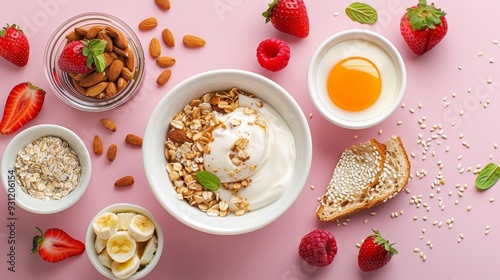 Wallpaper Mural Healthy breakfast spread on table Torontodigital.ca