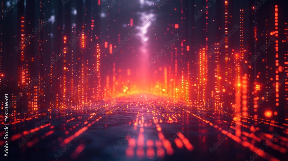 Abstract Cityscape: A Digital Neon Highway Abstract Cityscape: A Digital Neon Highway