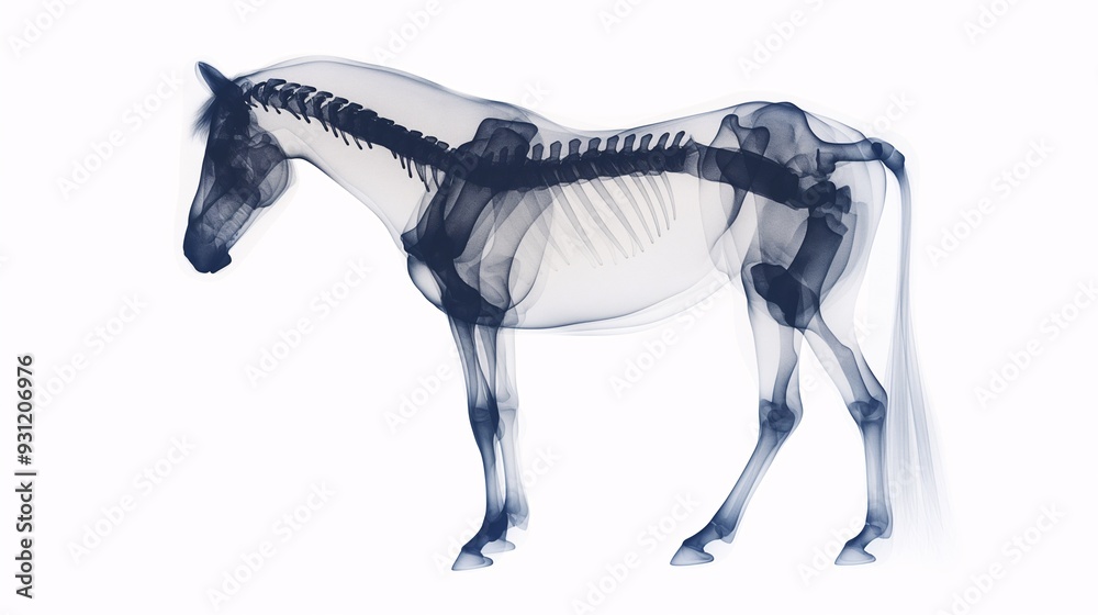 Horse Skeleton Anatomy: A detailed 3D rendering of a horse's skeletal ...