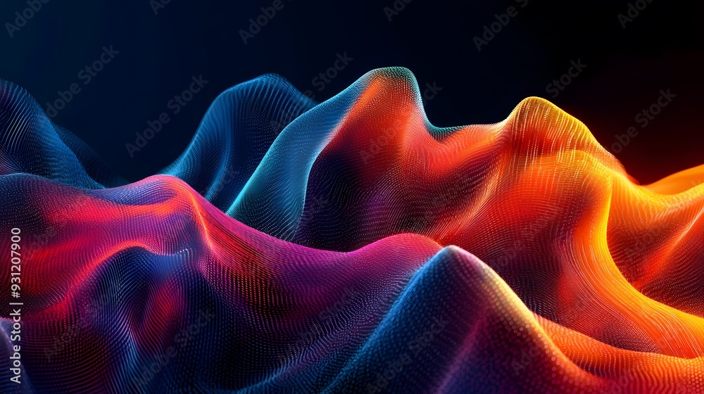 Obraz premium Flowing data waves in dynamic colors representing data analysis concepts