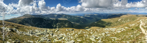 Mountain landscape in Parang mountains, Romania. Panoramic view.