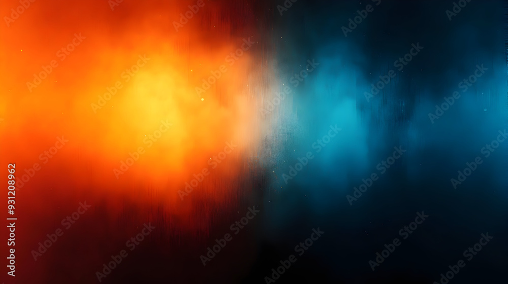 Fototapeta premium Abstract gradient of orange and blue hues with a dark background.