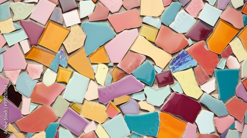 Vibrant artistic background of colorful mosaic tiles, textured.