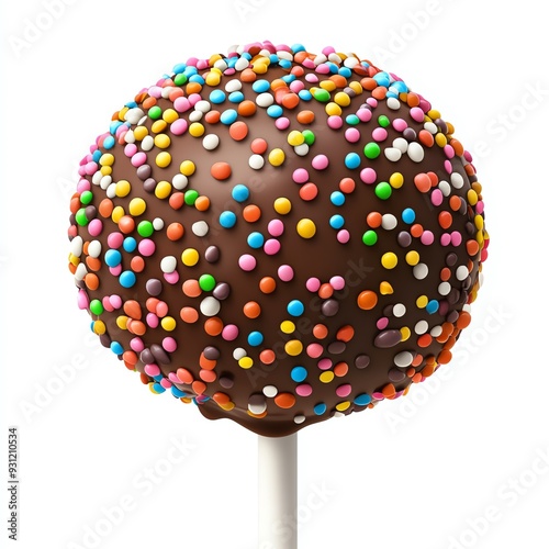 Delicious chocolate cake pop covered in colorful sprinkles, perfect for parties and celebrations, adding sweetness to any occasion.