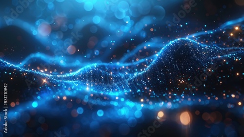 Abstract Blue and Gold  Particles