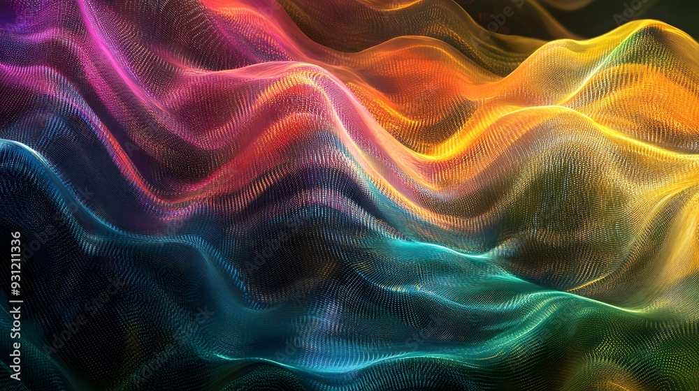 Multi-colored abstract waves representing data flows in a digital space Multi-colored abstract waves representing data flows in a digital space