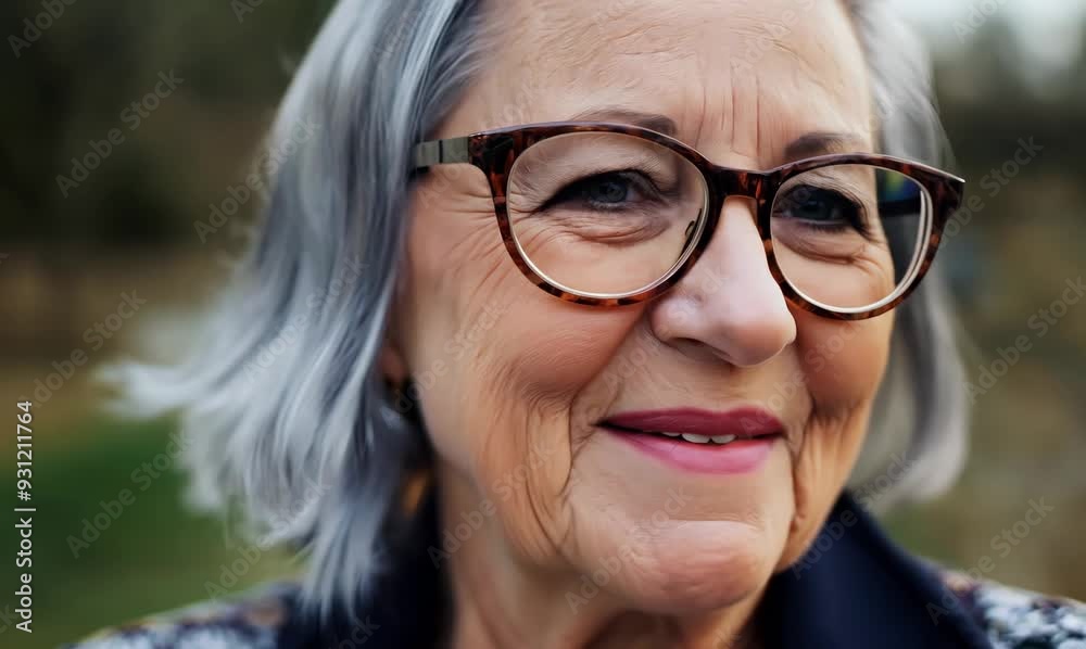 Portrait of a smiling senior woman with eyeglasses in the park Portrait of a smiling senior woman with eyeglasses in the park