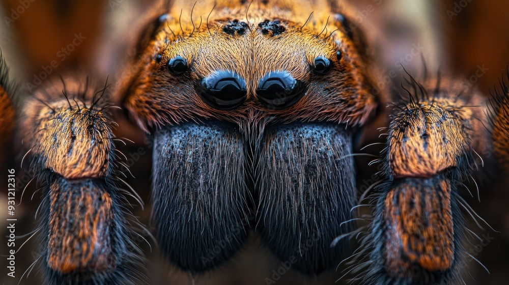 Naklejka premium Macro Photography of a Spider's Face