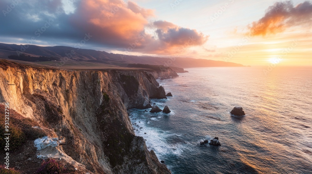 Sunset Over Dramatic Coastal Cliffs Sunset Over Dramatic Coastal Cliffs