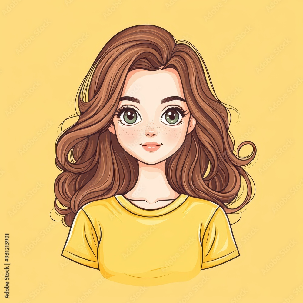 A cheerful teenage girl in a Tshirt, sporting onesided hair and a vibrant, colorful vibe with neon shades. A cheerful teenage girl in a Tshirt, sporting onesided hair and a vibrant, colorful vibe with neon shades.