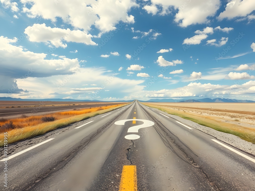 Naklejka premium Road marked with a question mark.