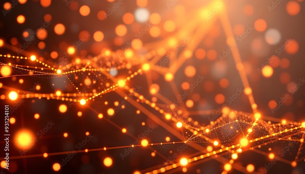 Obraz premium Colorful abstract background with glowing lines and bokeh lights, creating a futuristic and dynamic atmosphere