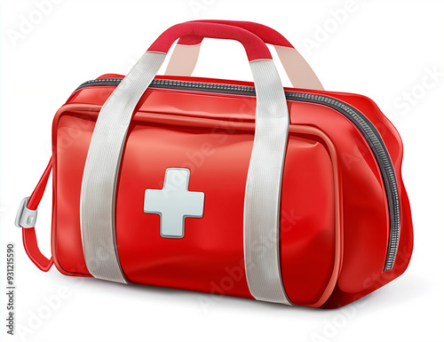 Clip art illustration First Aid Bag Kit on a white background