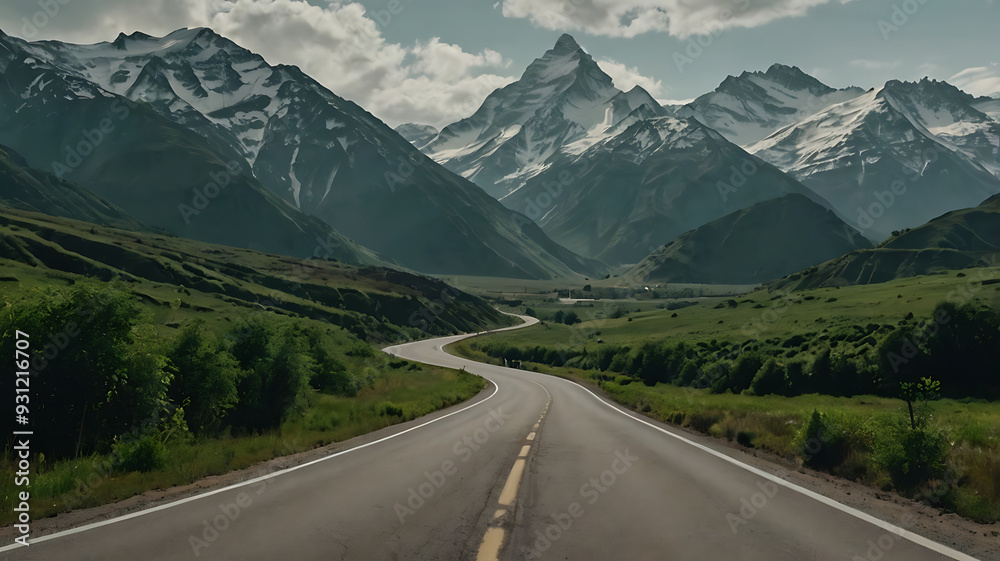 Landscape with road and mountains