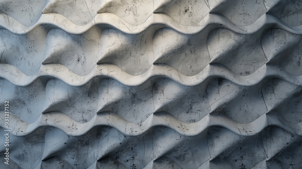Fototapeta premium Modern 3D concrete surface with subtle patterns, neutral tones, industrial urban design background.