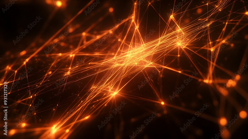 Abstract glowing lines and nodes forming a complex digital pattern