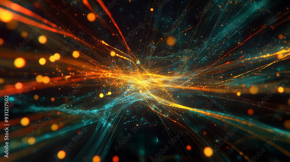 Abstract glowing lines creating a complex data network in a digital space Abstract glowing lines creating a complex data network in a digital space