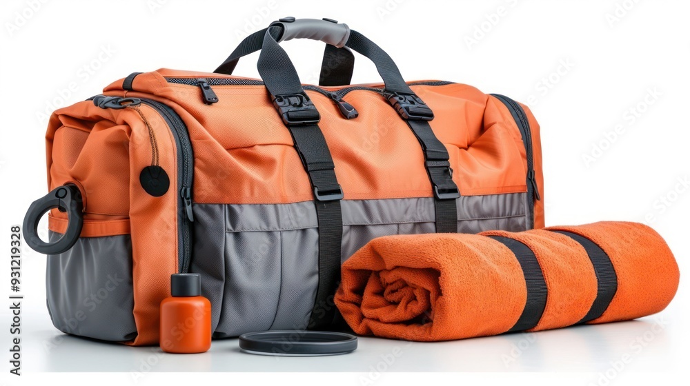 Orange Duffle Bag with Towel and Accessories Orange Duffle Bag with Towel and Accessories