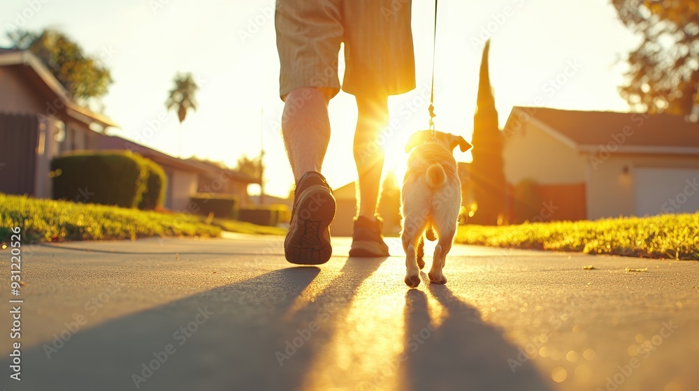custom made wallpaper toronto digitalAn older person walking a dog through a peaceful neighborhood