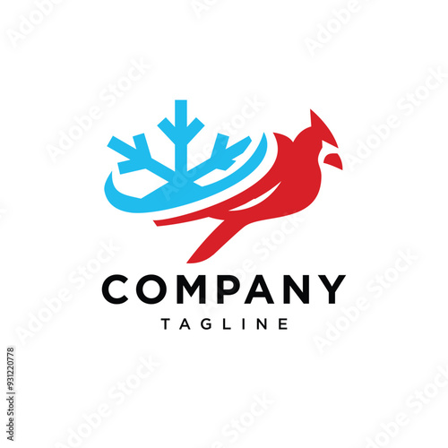 Ice Cardinal Bird Logo Icon vector