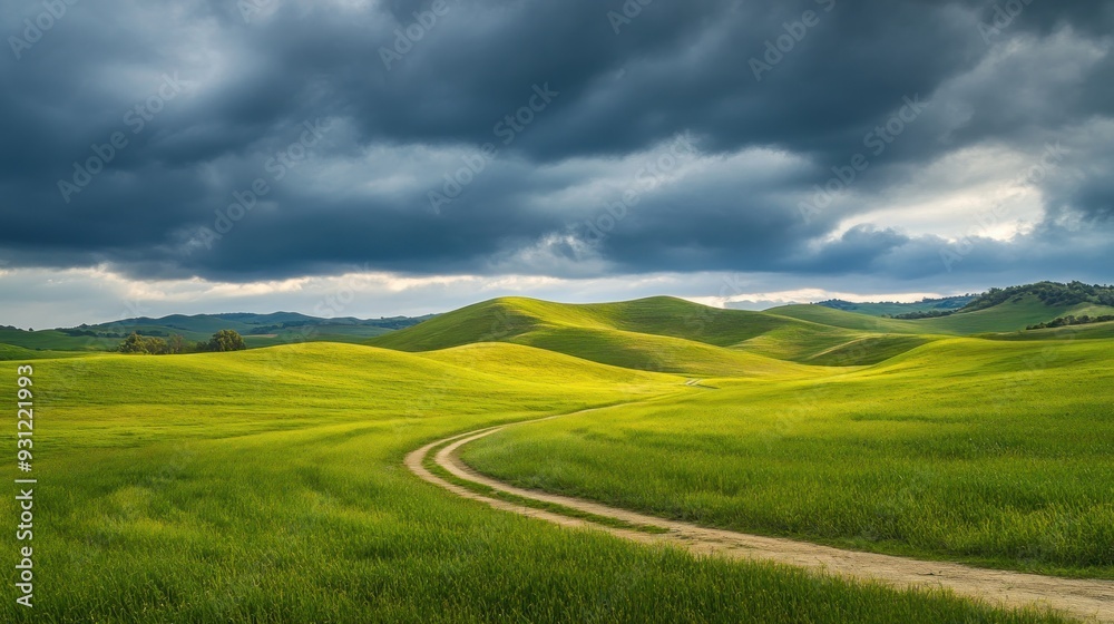 Obraz premium Rolling Hills and Dramatic Sky