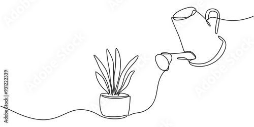 Watering Can and Flower, Watering can that waters plants line icon. Editable Stroke, people doing housework by watering plants, Watering can that waters plants