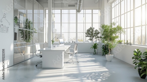 Modern Office Interior Design with Bright Sunlight