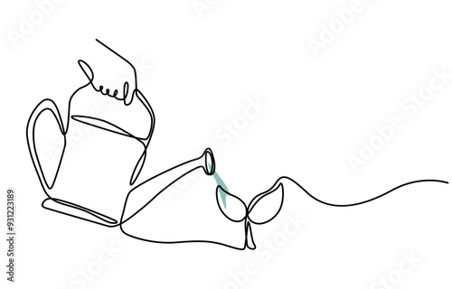 Watering Can and Flower, Watering can that waters plants line icon. Editable Stroke, people doing housework by watering plants, Watering can that waters plants