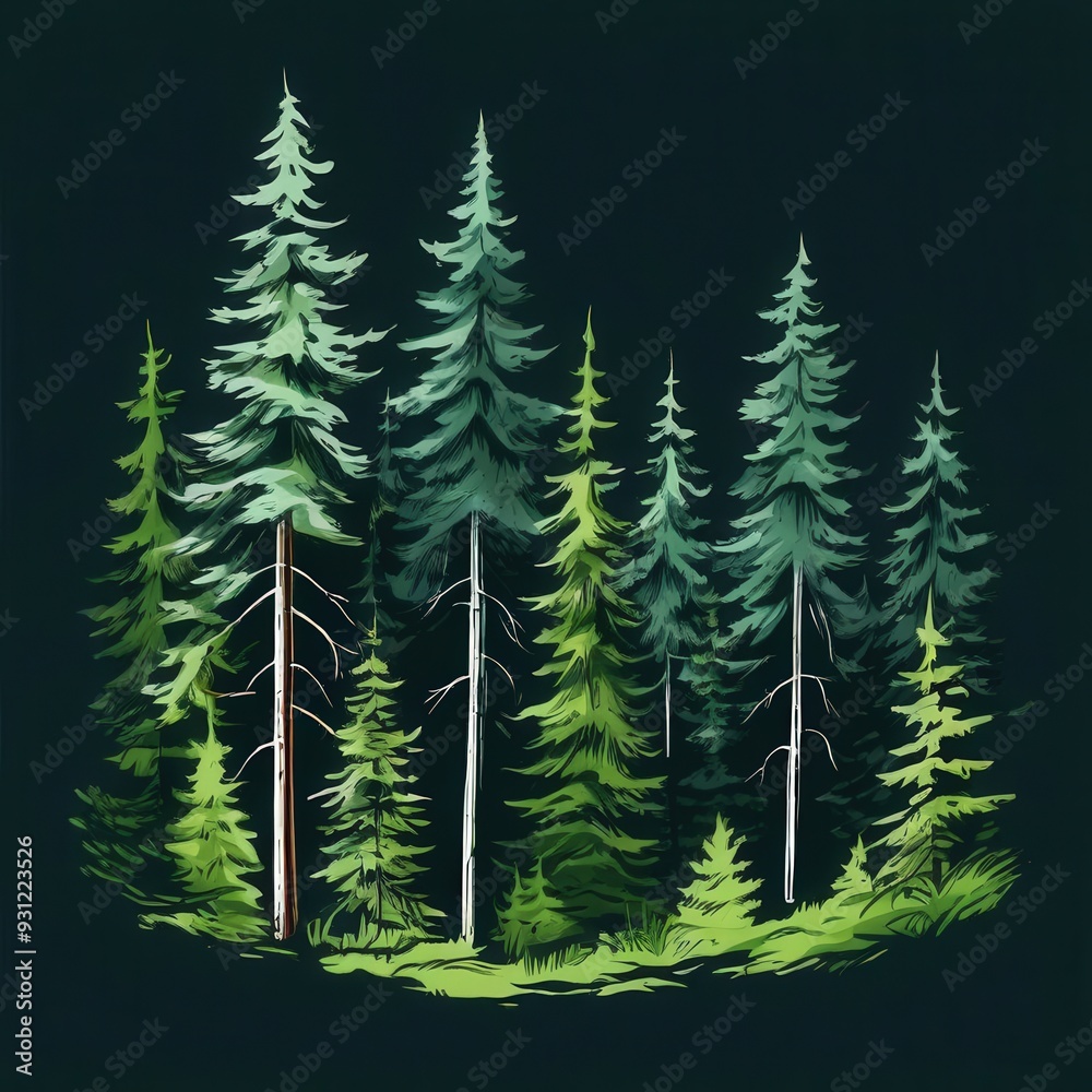 Fototapeta premium the AI Image Generator, painting of a forest with many trees