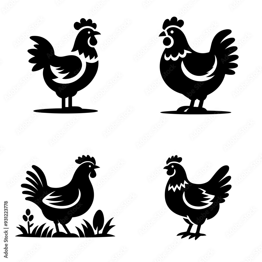 Fototapeta premium chicken icon silhouette.ai