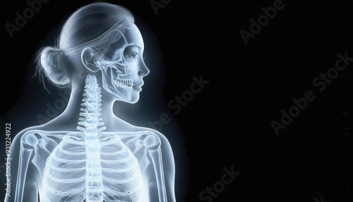 An x-ray image is the structure of the human body's bones. photo