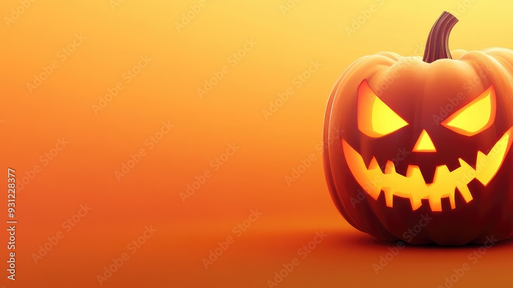 A glowing jack-o-lantern with menacing eyes and a sharp-toothed smile, set against a warm orange gradient background. A glowing jack-o-lantern with menacing eyes and a sharp-toothed smile, set against a warm orange gradient background.