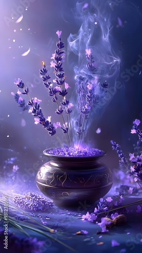Purple flowers splash in a clear vase, capturing the essence of spring with blooming beauty and vibrant colors photo