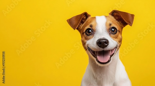 Happy Jack Russell Terrier Dog with Tongue Out Looking at the Camera.